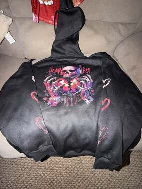 Heartless Graphic Skeleton Heart Black Hoodie